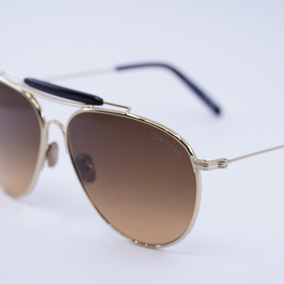 Tom Ford FT0995 32E Raphael Sunglasses Gold Aviator Frame, Brown Gradient Lenses - Picture 8 of 10